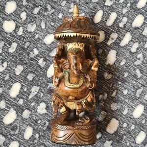 Wood carved elephant figurine